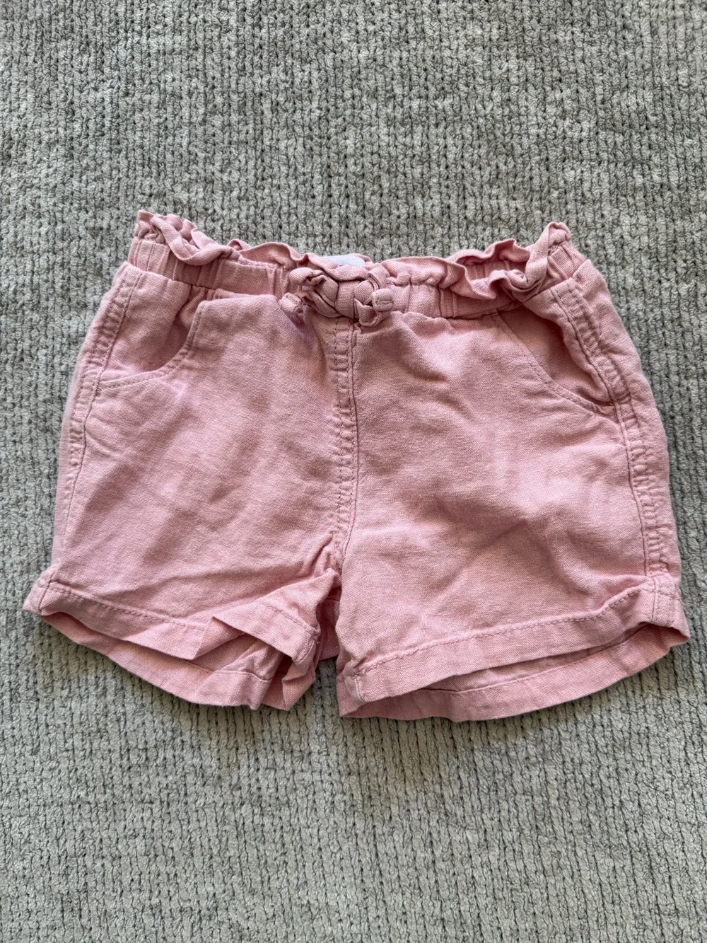 Old Navy Pink Linen‎ Blend Paperbag Waist Shorts Girls Size 4T